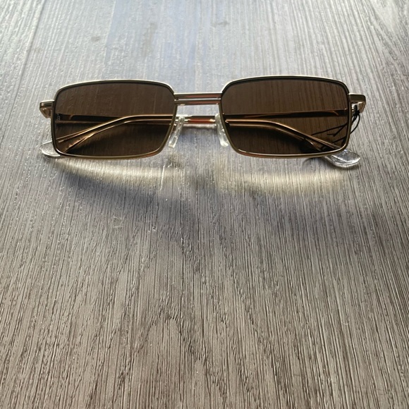 otra lia brown & gold small rectangular retro 90's y2k sunglasses eyewear NEW - Picture 1 of 4